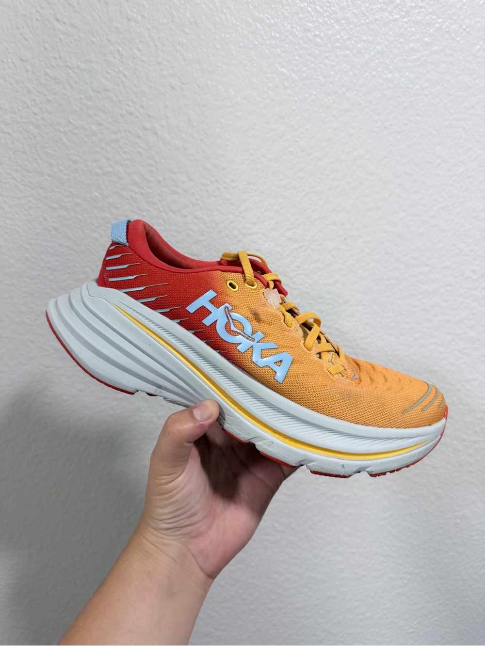 Hoka Orange and Red Cushioned Road Running Shoe
